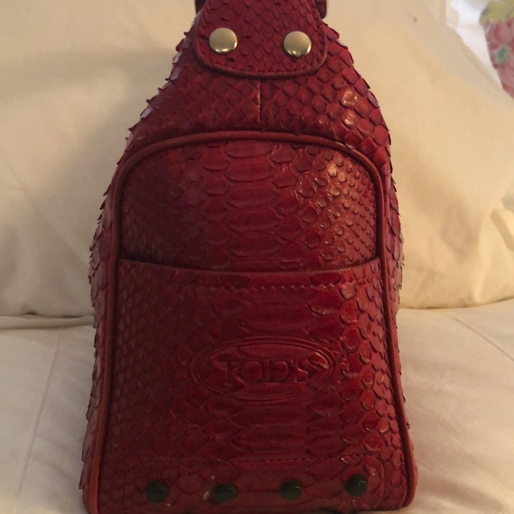 Tods Red Python handbag - Picture 3 of 8